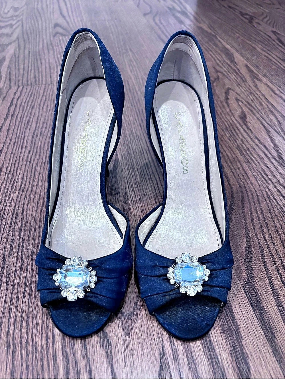 Caparros Jeweled Peep Toe Heels in navy US 9.5